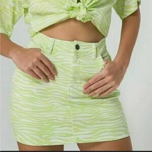 Motel Rocks Lime Zebra Mini Skirt
